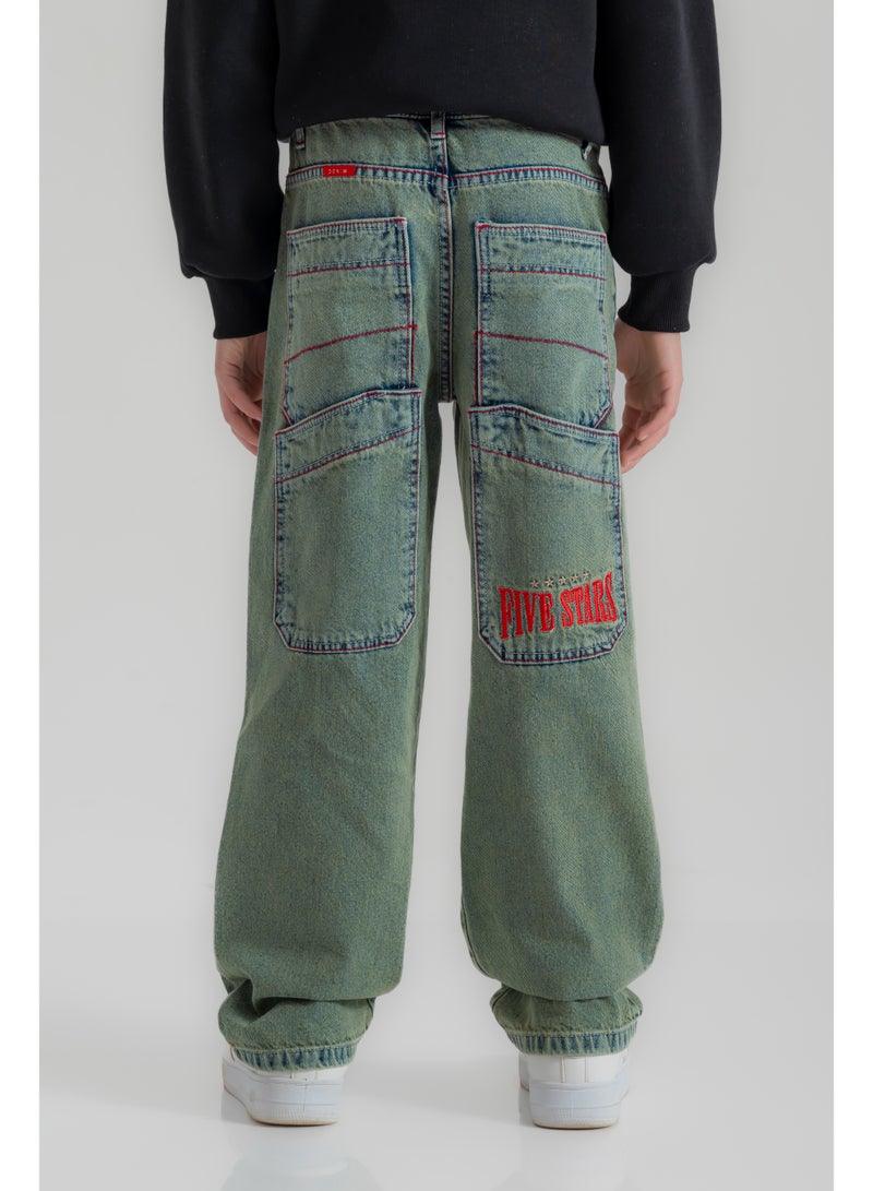 سي إن جينز وير كيدز بنطلون أولادي واسع فايف ستارز - Image 1